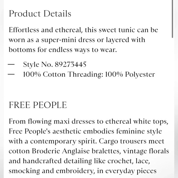 Free people what a feeling tunic NWOT - Picture 6 of 16